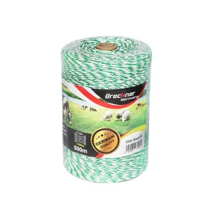 Rola fir alb-verde fi 2.5mm insertie metalica 4x0.2mm SS, rezistenta 7 Ohm/m, 500m gard electric, Cod: BK87576, Brand: BRECKNER GERMANY - Img 1