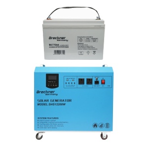 Invertor solar 800W PWM 12V, 50A echipat cu baterie stationara 12V/85Ah, mobil cu controle, Cod: BK92996, Brand: BRECKNER GERMANY - Img 1