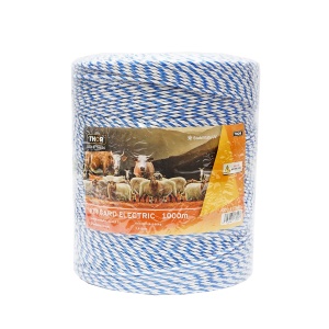 Rola fir alb-albastru fi 3mm insertie metalica 3x0.2mm SS, rezistenta 7.8 Ohm/m, 1000m gard electric, Cod: 87TH656,Brand: THOR - Img 1