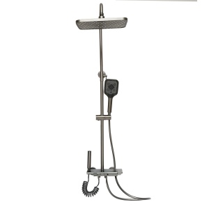 Set dus multifunctional cu termostat, afisaj digital temperatura apa, 4 functii de curgere a apei, pipa cada, dus dreptunghiular, dus de mana, dus bideu, gri, Cod: BK79263 - Img 3