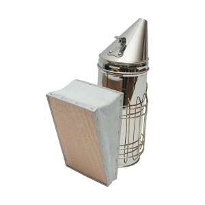 Afumator albine din inox cu cilindru scut termic si burduf din piele 230mm, Cod: DISKR07 - Img 3