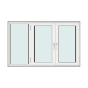 Fereastra 217x123cm, 3 canate, 2 deschideri, cu montant fix, alb, Kirchberger - Img 1