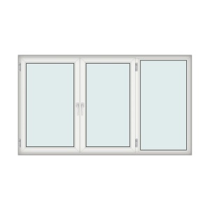 Fereastra 268x153cm, 3 canate, 2 deschideri, cu montant fix, alb, Kirchberger - Img 1