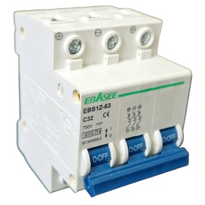 Siguranta automata tip intreruptor 3P, 32A, 750V, EBS1Z-63, Ebasee - Img 2