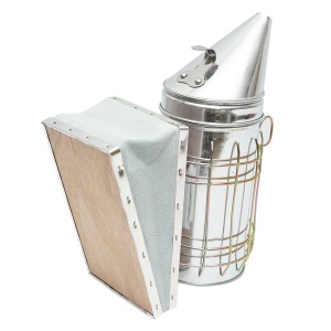 Afumator albine din inox cu cilindru scut termic si burduf din piele 190mm, Cod: DISKR83 - Img 2