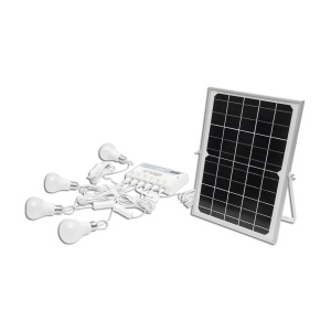 Sistem pentru iluminat cu 4 becuri LED, panou solar, 9V/12W si 1xUSB incarcare telefon, Cod: BK69218 Echivalență: DISDW38, Breckner Germany - Img 1