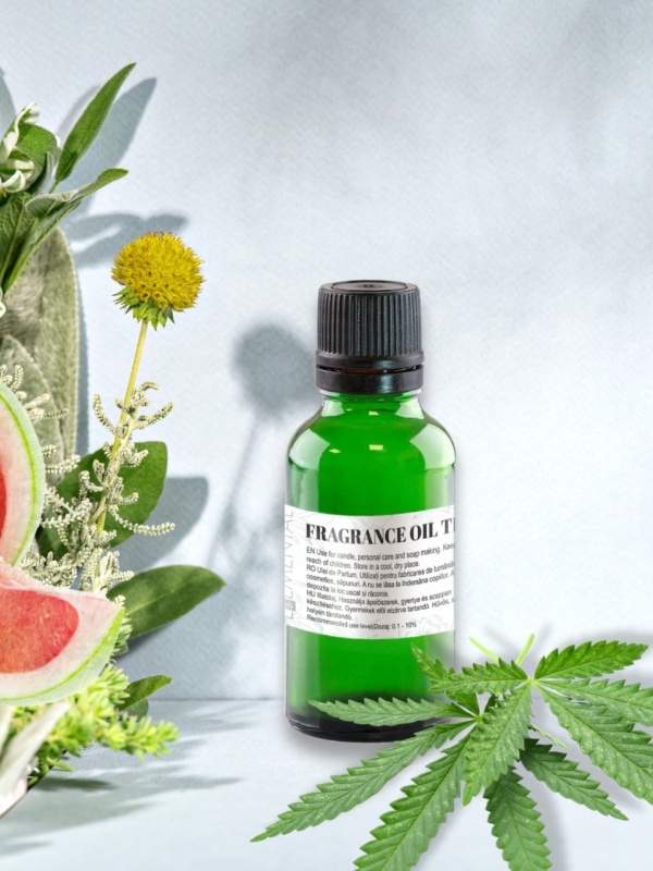 Aceite esencial de hojas de cáñamo con aroma a salvia