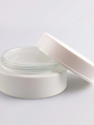 Weißes mattes Glasgefäß mit Deckel und Scheibe AK, 200 ml - Img 2