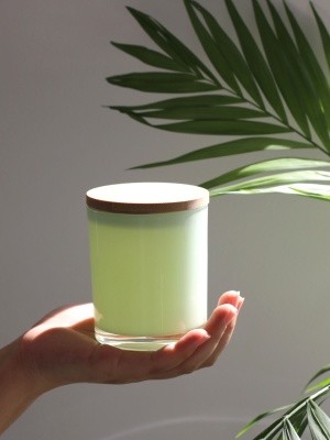 Candle jar PASTEL GREEN with lid 300 ml - Img 4