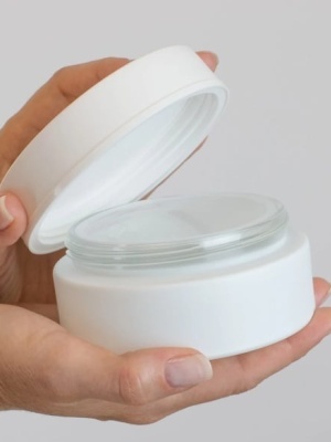 White Matte Glass Jar with lid and disc AK, 200 ml - Img 3