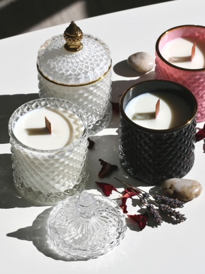 Candle jar BONBON WHITE with lid 300 ml - Img 3