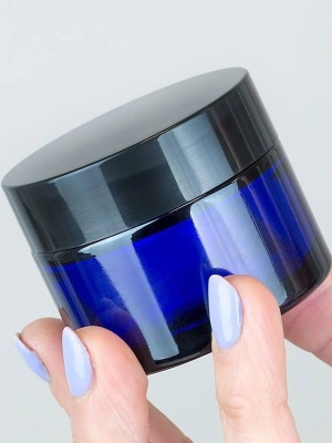 Ele Blue glass jar with lid, 50 ml
