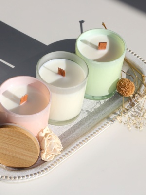 Candle jar PASTEL GREEN with lid 300 ml - Img 6