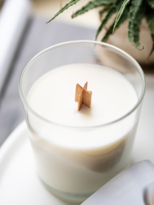 Cross shaped wooden wicks with base set of 10 - Img 2
