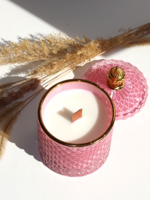 Candle jar BONBON ROSE with lid 300 ml