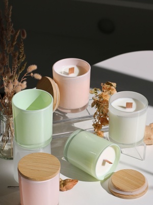 Candle jar PASTEL GREEN with lid 300 ml - Img 5