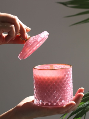 Candle jar BONBON ROSE with lid 300 ml - Img 4