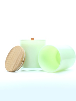 Candle jar PASTEL GREEN with lid 300 ml - Img 3