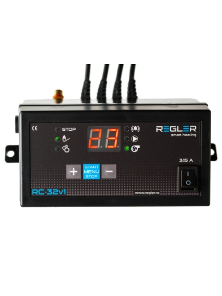 REGLER RC 32v1 - controler pompă IC și ventilator (opțional termostat de cameră sau senzor gaze evacuare)