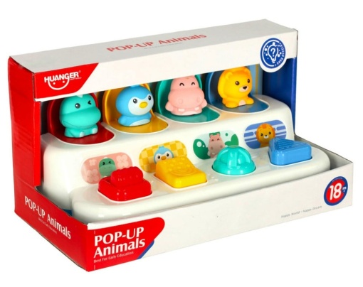 Jucarie interactivă senzorială pentru bebeluși Pop-up 4 animale #JJ5013