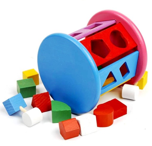 Cilindru sortator din lemn tip Montessori cu 10 forme geometrice #JJ5006