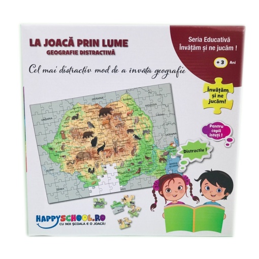 Puzzle Educativ Geografic 2 in 1 “La joaca prin Lume” cu Harta Romaniei și Harta Lumii #JJ5137