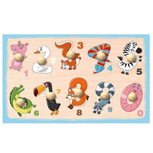 Puzzle incastru din lemn cu mâner: Cifre #JJ5056