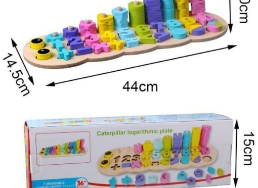 Joc logaritmic din lemn tip Montessori, sortator culori, forme, cifre, fracții si operatii matematice #JJ5044