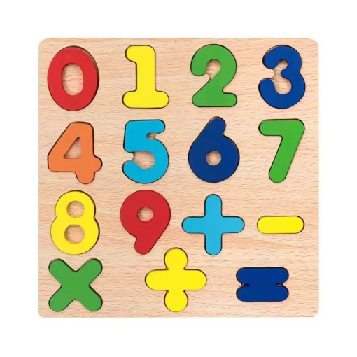 Puzzle incastru educativ 3D din lemn - Cifre și Semne Matematice #JJ5046