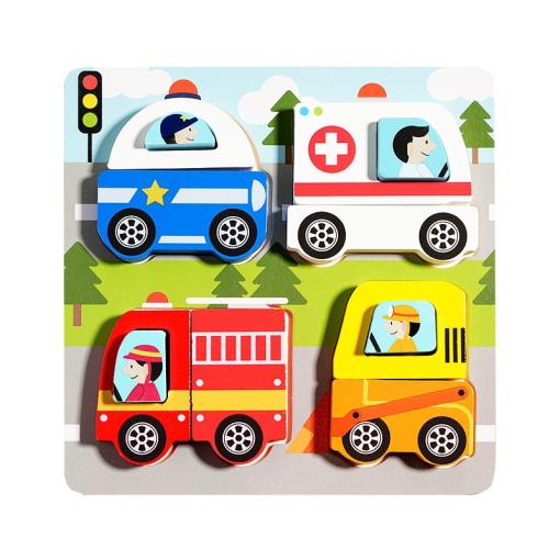 Puzzle din Lemn 3D tip Montessori: Mașini de intervenție #JJ5120