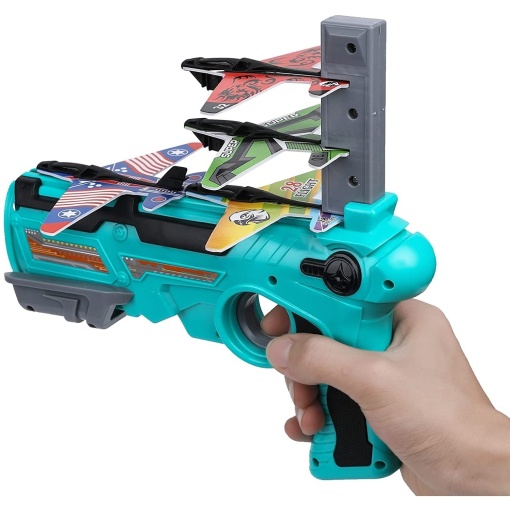 Pistol de jucărie tip Lansator cu 4 avioane Air Battle , Albastru #JJ5100