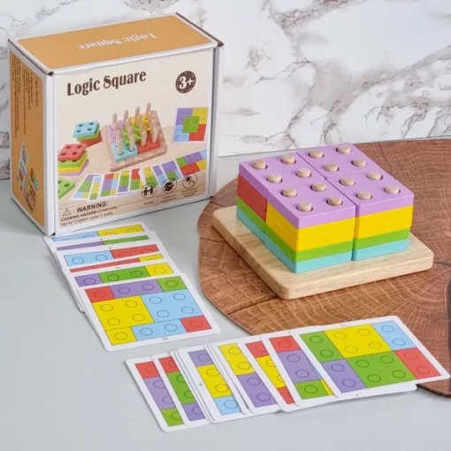 Joc geometric tip Tetris din lemn, potrivire logica, 20 planșe #JJ5011