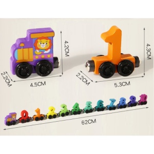 🌈Oferta Zilei❗Trenulet educativ din Lemn, Magnetic, Model Cifre, 62 cm, 12 piese #JJ5537 - Img 6