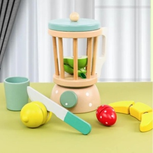 Blender cu Fructe de Taiat si Accesorii, din Lemn, Joc de Rol, KABI, nunate Pastel #JJ5668 - Img 3