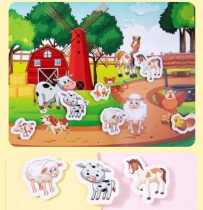 Carte interactiva Quiet Book Montessori, piese cu scai reutilizabile, 10 pagini #JJ5657 - Img 6