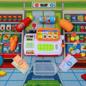 Casa de marcat Interactiva cu Lumini,Sunete, Produse alimetare, Scanner, calculator #JJ5574 - Img 3