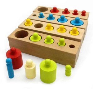 Joc 4 Sortatoare din Lemn cu 20 Cilindrii colorati, tip Montessori #JJ5147 - Img 5