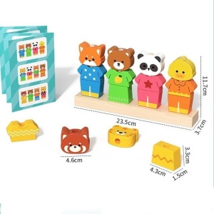 Joc Educativ din Lemn tip Montessori, Asociere Imbracaminte si Animale #JJ5563 - Img 7