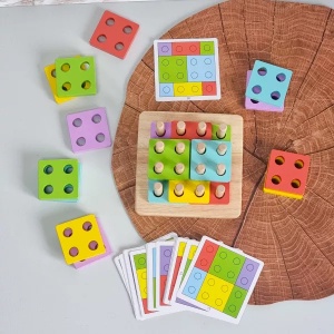 Joc geometric tip Tetris din lemn, potrivire logica, 20 planșe #JJ5011 - Img 2