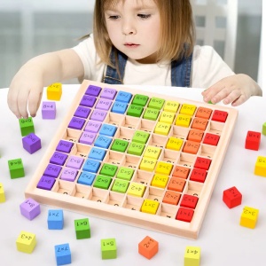 Joc Montessori din lemn Tablă înmulțirii până la 9x9, Multicolor #JJ5112 - Img 2
