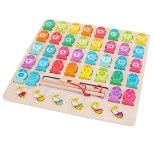 Joc Montessori magnetic de pescuit din lemn, Alfabet, Numere și Albinute #JJ5012 - Img 5
