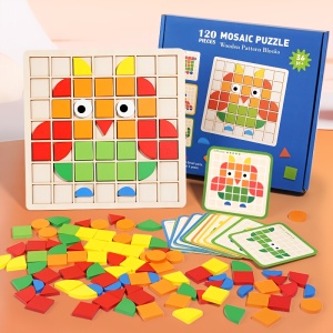 Joc Mozaic Puzzle din Lemn, 120 piese, tip Montessori #JJ5594