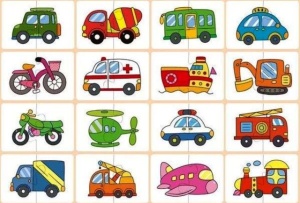 Joc puzzle asociere cu 2 piese mari 16 seturi, mijloace de transport #JJ5002 - Img 2