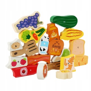 Joc Puzzle Montessori Alimente din Lemn, tip Tetris, 3D, 26 piese #JJ5038 - Img 6