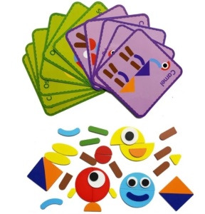 Joc Tangram Montessori din Lemn, 39 piese, Multicolor #JJ5454 - Img 7