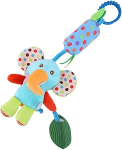 Jucarie Senzoriala si Zornaitoare Elefantel de Plus, pentru Bebelusi, cu Agatatoare, 36 cm #JJ5503 - Img 4
