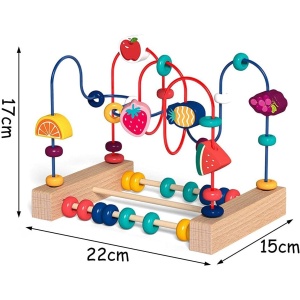 Labirint Montessori din Lemn pentru motricitate, cu Abac, Fructe si numaratoare, Multicolor #JJ5164 - Img 5