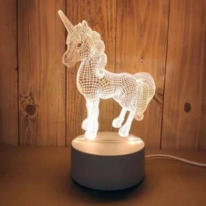 Lampa LED 3D, Model Unicorn, USB si baterii, Acril, cu Telecomanda, Lumina Multicolora, 20 cm #JJ5332 - Img 3
