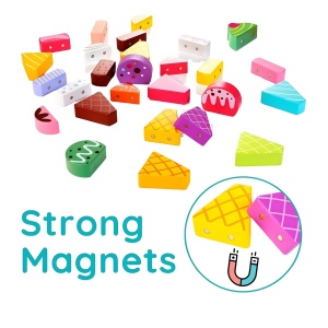 Masinuta Montessori Educativa din Lemn - Camion de inghetata, 27 Piese magnetice #JJ5543 - Img 3