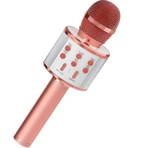 Microfon Karaoke pentru Copii, Bluetooth, Boxa Incorporata, Compatibil cu Orice Smartphone, Acumulator Integrat, Rose Gold #JJ5559